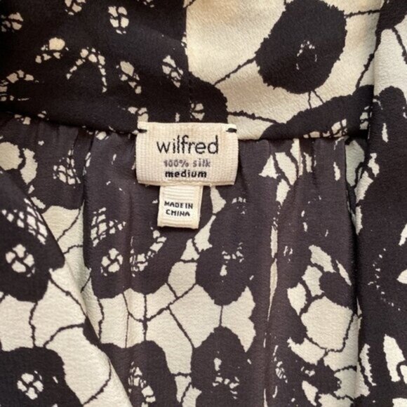 Wilfred Aritzia Silk V-Neck Surplice Dress Womens Medium Pockets Black White - Picture 3 of 13